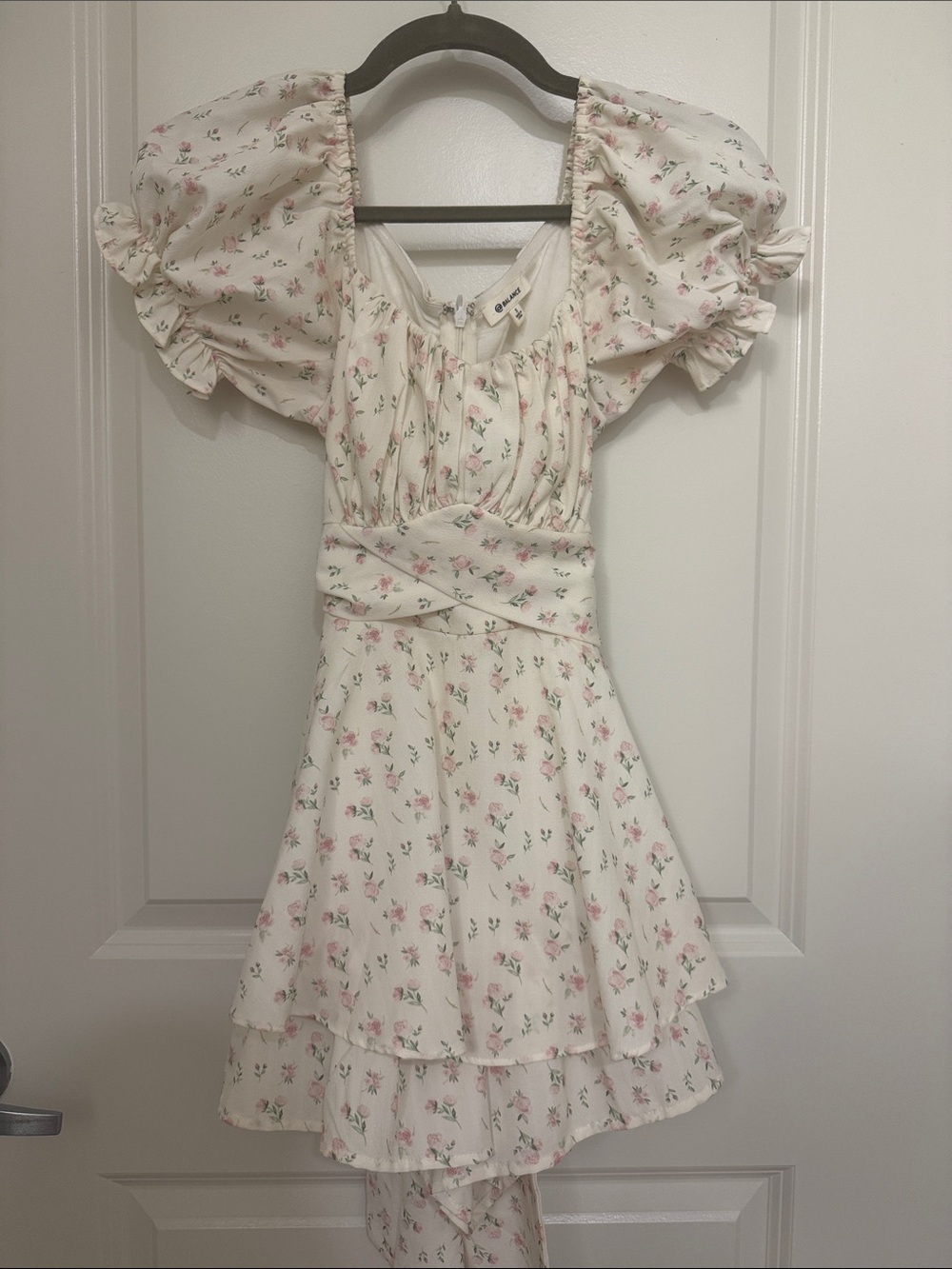 Windsor Cream Floral Puff-Sleeve Ruffle Mini Dress